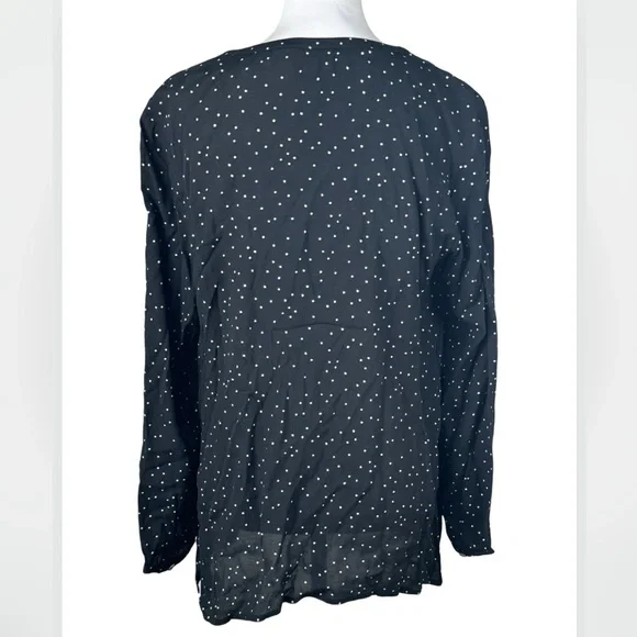 J. Jill Black & White Polka Dot Blouse Top Small - Picture 8 of 10